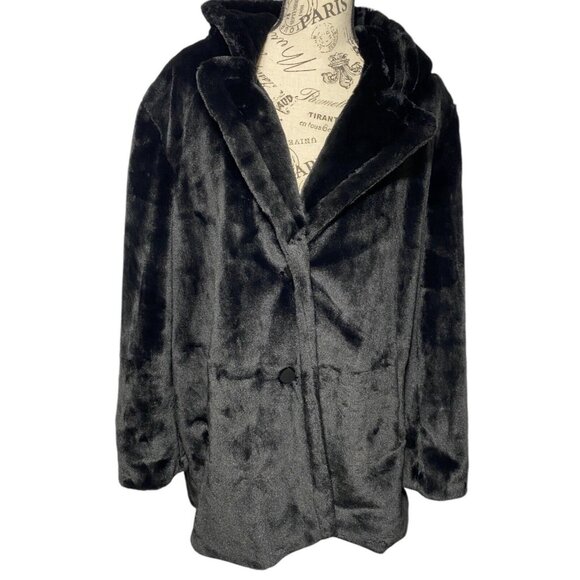 NVLT Hooded Faux Mink JACKET Black Sherpa Coat Womens Sz 1X NWT Anthropologie - Picture 4 of 12